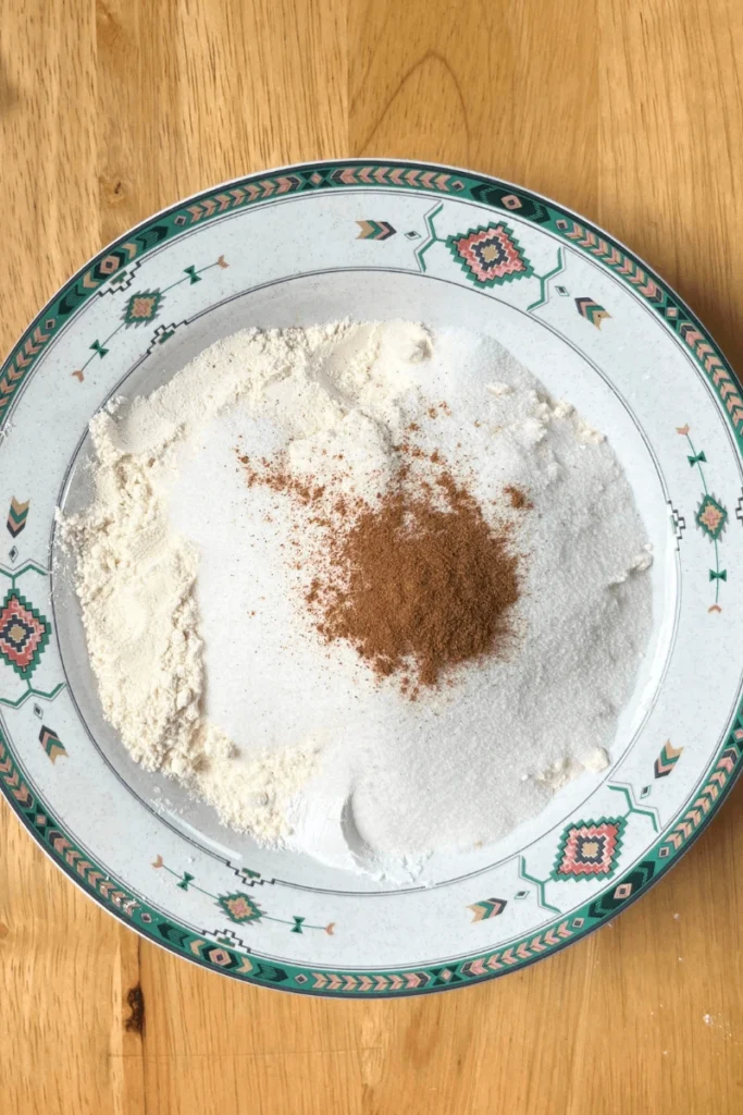 Dry ingredients for The Best Sourdough Apple Cobbler – Easy Fall Dessert.