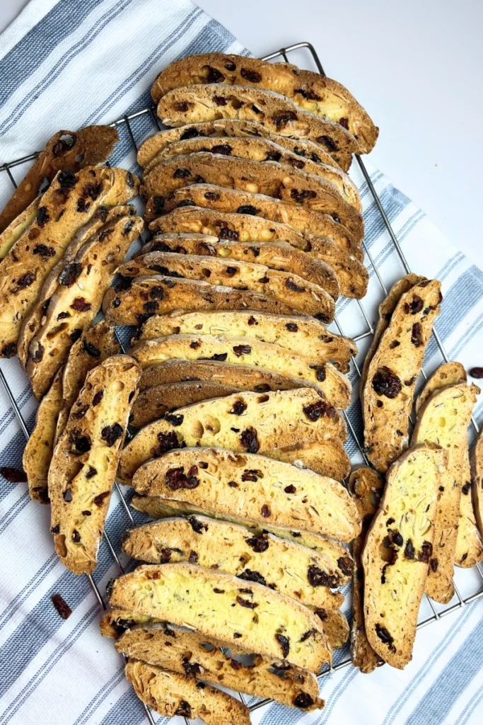 10 Crispy sourdough discard cranberry almond cookies inspired by Costco thin cookies.