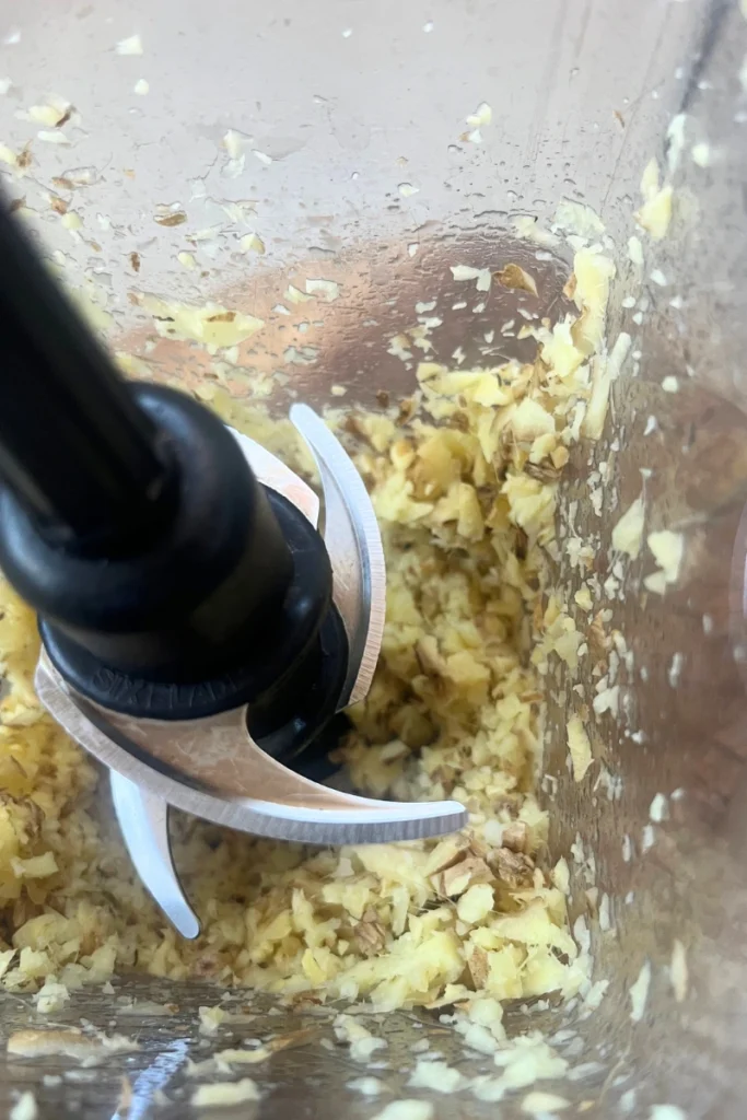 Fresh ginger blended for ginger honey lemon chews recipe.
