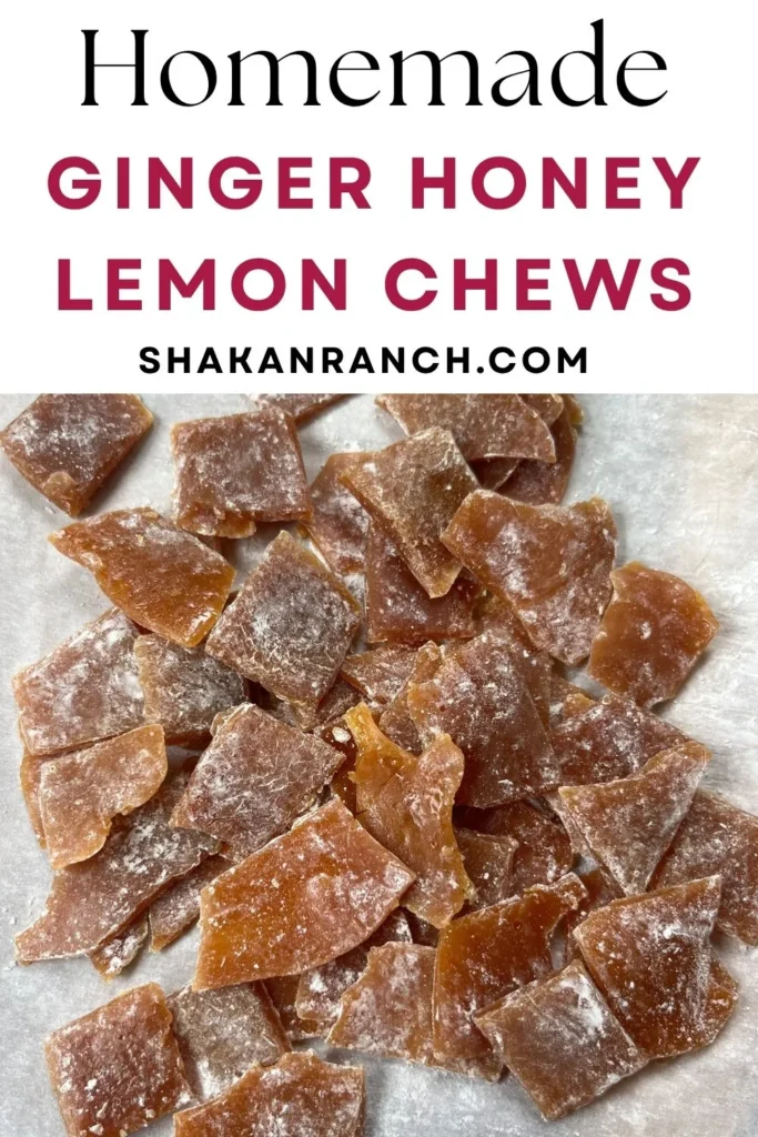 Valentines Day-13 Ginger honey lemon chews recipe pin for later with homemade chewy candies.